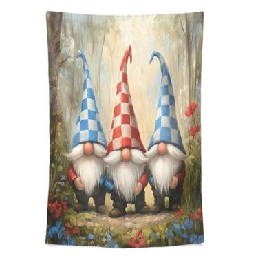 Imagem de STAYTOP Tapeçaria de parede com três gnomos fofos para decoração de casa, decoração de dormitório, sala de estar, quarto, tapete de parede (90 × 60 pol)