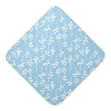 Imagem de Burbuja White Flowers Toalha de banho para bebê - Toalha com capuz de musselina macia e absorvente para recém-nascidos, 89 x 89 cm