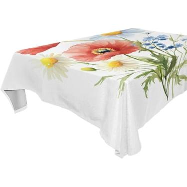 Imagem de Burbuja Toalha de mesa de buquê floral, toalha de mesa quadrada anti-rugas grossa para decoração de jantar, cozinha, festa, 137 x 137 cm