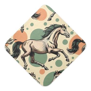 Imagem de Burbuja Toalha de banho de bebê Running Horses - Toalha com capuz de musselina macia e absorvente para recém-nascidos, 89 x 89 cm