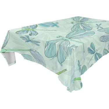 Imagem de Burbuja Toalha de mesa azul-petróleo libélulas, toalha de mesa quadrada anti-rugas grossa para decoração de jantar, cozinha, festa, 137 x 137 cm
