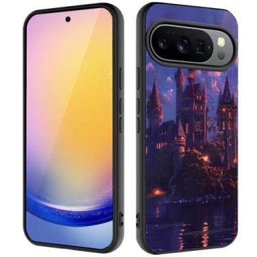 Imagem de Capa para Google Pixel 10 Pro XL, capa ultrafina de silicone líquido antiderrapante elegante, adequada para Pixel 10 Pro XL de 6,8 polegadas, castelo colorido noturno
