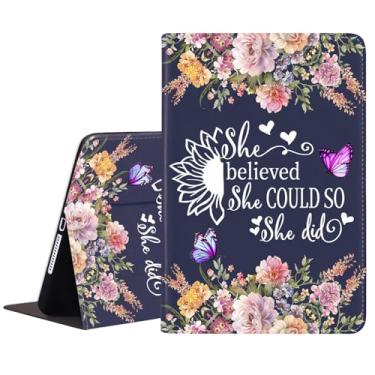 Imagem de POIUYTREW Capa para Samsung Galaxy Tab A11 Plus 2025 / A9 Plus 2023 11 polegadas, She Believed She Could So She Did Inspirational Capa de couro PU com suporte e despertar/hibernar automaticamente