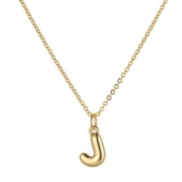 Imagem de TASBERN Colar com inicial bolha para mulheres, minúsculo, banhado a ouro 18K, alfabeto A-Z, minimalista, joia delicada, presente de aniversário para ela, Banhado a ouro, Sem Pedra Preciosa