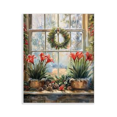 Imagem de Stupell Industries "Vista de janela de amarílis plantada", arte de placa de parede, 28 x 35 cm