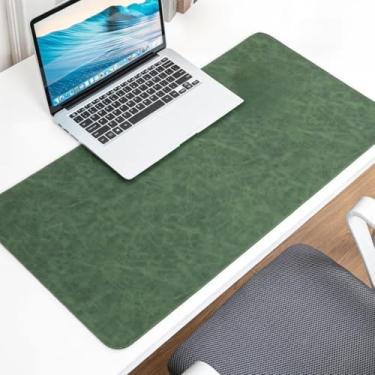Imagem de Tapete de mesa de couro PU verde antiderrapante de 69 cm × 33 cm, mouse pad estendido à prova d'água para escritório