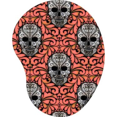 Imagem de Mouse Pad Ergonômico Gota Caveiras Ornamentadas Laranja