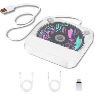 Imagem de Leitor de CD portátil para carro, USB/AUX, leitor de CD de carro, plug and play, com cabo de extensão USB extra, unidade de CD externa para veículos, laptop, TV, computador, design anti-pular e à