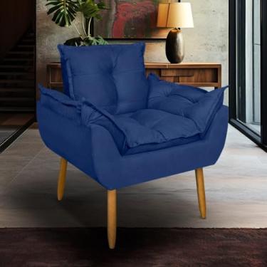 Imagem de Poltrona para Sala de Estar Suede Pé Palito - Conforto e Design Sofisticado para Sua Casa (Azul Marinho)