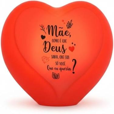 Imagem de Luminária 3D Coração Vermelho Acrílico - Mensagem Emocional "Mãe Deus Sabia" - Presente Criativo para o Dia das Mães e Aniversários