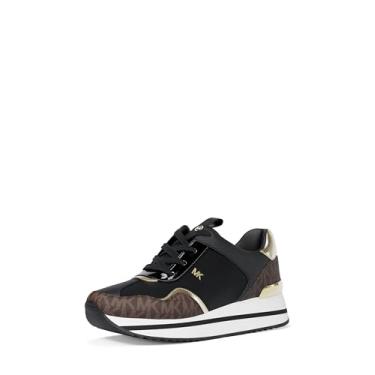 Imagem de Michael Kors Tênis feminino Raina Trainer, Preto/Marrom, 41