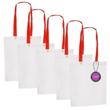 Imagem de Kit 5x Sacola Ecobag em TNT Premium 33x39cm Termo Selado Sisco TopGet-Unissex