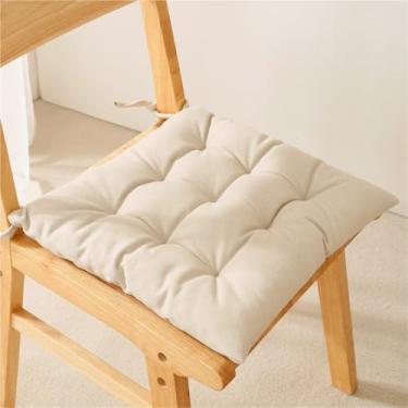 Imagem de Almofada quadrada de pelúcia grossa para cadeira de cozinha com laços e suporte antiderrapante para sala de estar, varanda, jardim ao ar livre