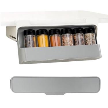 Imagem de Porta Condimentos com Suporte Autoadesivo, Preto, Plástico, 6 Potes com Tampa, 10x10x5cm, Organização de Cozinha