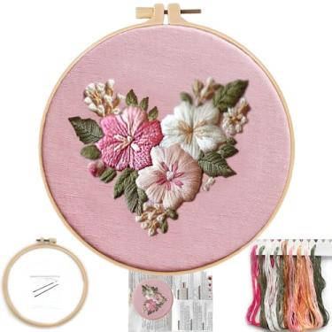 Imagem de FONNUY Kit de bordado I Love You para iniciantes, kits de padrões pré-estampados, presentes para ela, aniversário romântico para mulheres e homens, presentes de dia dos namorados, bordado, argola de