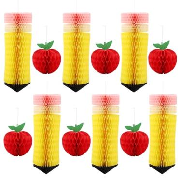 Imagem de 12 peças de pendurar em forma de lápis, decoração de sala de aula, centro de mesa, decoração de teto para o primeiro dia de festa escolar