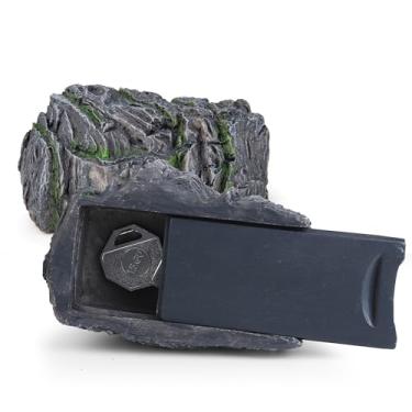 Imagem de Meejune SegurançaOculte uma chave do lado de fora em pedra falsa, porta-chaves sobressalente para jardim e quintal, armazenamento oculto de pedra falsa para segurança - cinza escuro