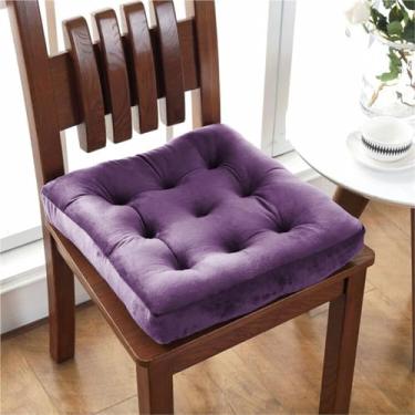 Imagem de Almofadas de cadeira para cadeiras de jantar, almofadas grossas de pelúcia para cadeira de mesa de cozinha com laços, suporte e capas antiderrapantes, almofada de assento macia e confortável, para