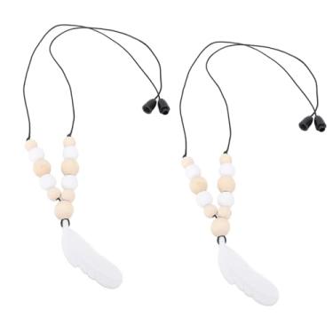 Imagem de Dioche Conjunto de Colar de Mastigação Sensorial, Colares de Mastigação de Silicone Macio para Crianças, Colar de Com Pingente para Autismo, TDAH, Alívio de Ansiedade, Pacote (Branca)