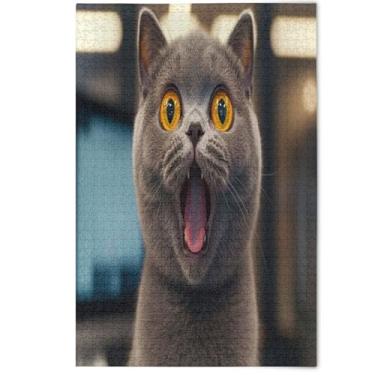 Imagem de Jigsaw Puzzles 500 Piece for Adults Decorative Floral Art Painting Cute Cat Kintten Gray Nature Puzzles Adults White Elephants Gifts Puzzle, 500 Pieces, 20.5" x 14.9"