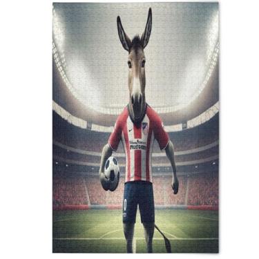 Imagem de Quebra-cabeça com estampa de animal de burro de desenho fofo 1000 peças para adultos, jogo divertido arte divertida quebra-cabeças adultos paisagem arte animal, 1000 peças, 75 x 50 cm