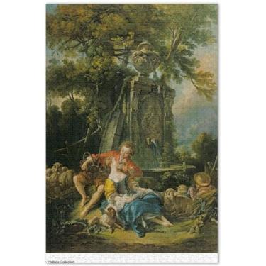 Imagem de Quebra-cabeça de pintura Francois Boucher Shepherds 1000 peças para adultos, impressão de paisagem, quebra-cabeças rígidos personalizados para adultos, presentes de elefantes brancos, 75 x 40 cm