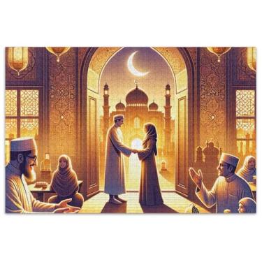 Imagem de Quebra-cabeça Ramadan Kareem 1000 peças decoração de pintura adulto quebra-cabeça grande quebra-cabeça engraçado jogo presentes