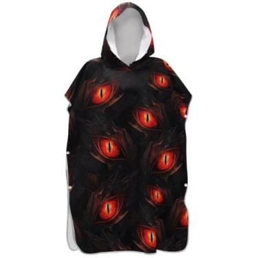 Imagem de Joisal Poncho de surfe plus size trocador de roupão para adultos praia moletom toalha floral dragão vermelho escuro praia ponchos para homens