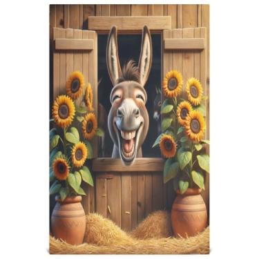 Imagem de Joisal Engraçado fofo burro marrom bonito toalhas de chá de mão toalhas de prato para cozinha panos de prato decorativos reutilizáveis absorventes 45 x 71 cm, 4 pacotes