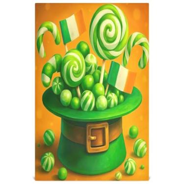 Imagem de Joisal Chapéu de duende verde conjunto de toalhas de prato doces decoração de cozinha toalhas de mão de chá fofas pratos de lavagem absorventes de banheiro 45 x 71 cm, 1 pacote