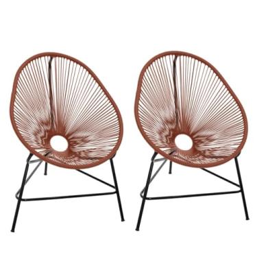Imagem de Kit de 2 Cadeiras Estilo Acapulco - Tranadas em Fio de Fibra Sintética, Resistentes para Área Externa e Interna,para Varanda (Terracota)