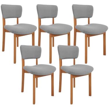 Imagem de Kit 05 Cadeiras Para Sala de Jantar Cozinha Living Estofada Dara L02 Bouclê Cinza - Lyam Decor