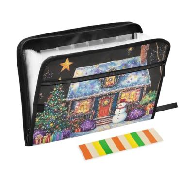 Imagem de Pasta organizadora de pastas de arquivo de Natal, inverno, tamanho carta A4, pequena pasta sanfonada com etiquetas