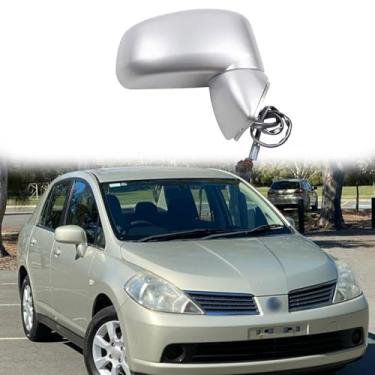 Imagem de Substituição do espelho lateral do passageiro adequado para Nissan Tiida 2005-2010 acessórios de espelho retrovisor de carro conjunto de espelhos laterais lente ajustável elétrica