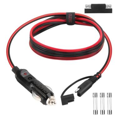Imagem de Cabo de carregamento com adaptador de liberação rápida SAE, 1,5 m, 14 AWG, 12 V, 12 V, fusível de 20 A e luz LED