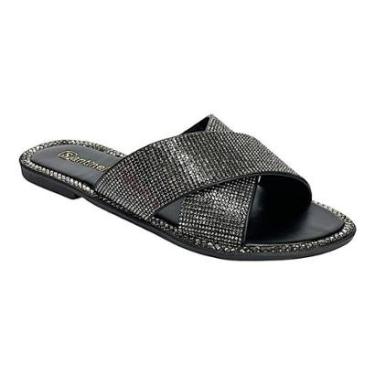 Imagem de Tamanco Santinelli Flat Strass 1618-006 Preto-Feminino