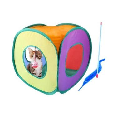 Imagem de Túnel Para Gatos Em Forma De Rato, Dobrável, Com Bolas E Peixe Simulad