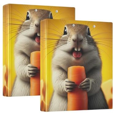 Imagem de Fichário fofo com 3 anéis de queijo de cenoura de esquilo, 3 polegadas, comporta 200 folhas, animal floral, anel redondo, 31,5 x 27 x 6 cm, 1 pacote