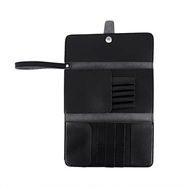 Imagem de Yinhing Multifuncional Saco de Tesoura de Cabelo Bolsa Pacote Caso Pentes Titular Cabeleireiro Estilo Barbeiro Ferramenta Profissional Couro do Plutônio Preto 25.7x14cm