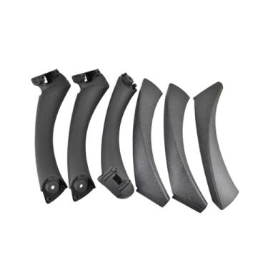 Imagem de Maçaneta interna do carro, painel da porta interna, capa de guarnição, cinza, bege, preto, compatível com BMW Série 3 E90 E91 2004-2012(Black LHD)