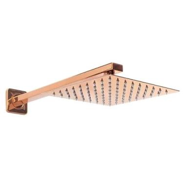 Imagem de Kit Ducha Chuveiro Quadrado Slim Aço Inox 20x20cm