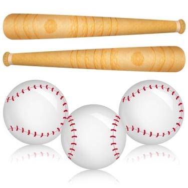 Imagem de Demonwer Conjunto de 5 bolas de beisebol infláveis, bola de praia de 26 cm e bola de beisebol inflável de 75 cm, conjunto de bolas esportivas para festa de aniversário, verão, atividades ao ar livre