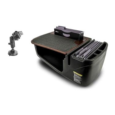 Imagem de AutoExec Mesa de carro Efficiency FileMaster para sua estação de trabalho de veículo e escritório móvel, mogno, com suporte de telefone de sucção