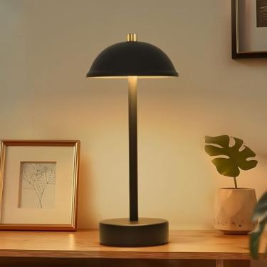 Imagem de Candeeiro de mesa sem fio 4000 mAh recarregável alimentado por bateria, 3 cores de regulação contínua, luminária de mesa regulável ao toque, luz noturna de LED para pátio, acampamento, restaurante