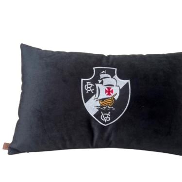 Imagem de Almofada Veludo Rineira Bordada Vasco da Gama 50x30cm. com Enchimento Preto