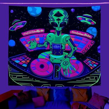 Imagem de Tapeçaria fluorescente Alien Wall Room Aesthetic 150x150cm