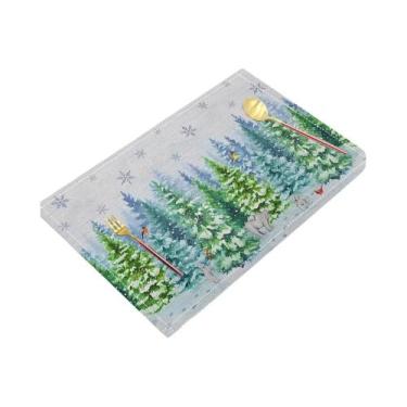 Imagem de Sousplats De Natal Em Linho Antiderrapantes Retangulares Para Mesa De 