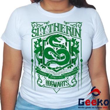 Imagem de Baby Look Sonserina 100% Algodão Harry Potter Blusa Feminina Hogwarts 