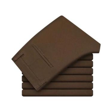 Imagem de Calças Casuais Slim Straight Masculinas 97% Algodão Confortáveis Com C