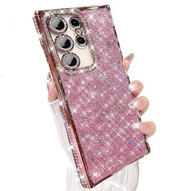 Imagem de AuroiCCY Capa para Samsung Galaxy S2 Ultra Glitter, à prova de choque, bonita, brilhante, brilhante, com lantejoulas, diamante, brilhante, protetor de câmera para meninas e mulheres, capa protetora